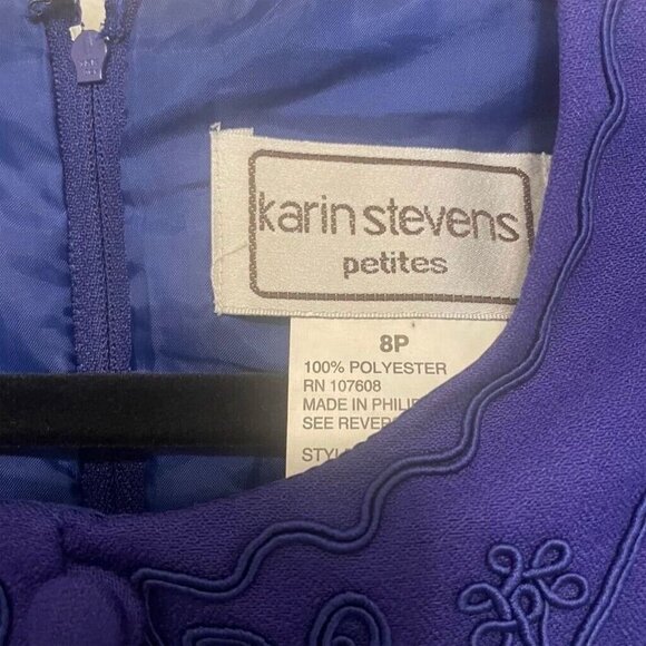 Vintage Karin Stevens Petites Purple Skirt Suit Set Women's Size 8P Elegant - Picture 4 of 11